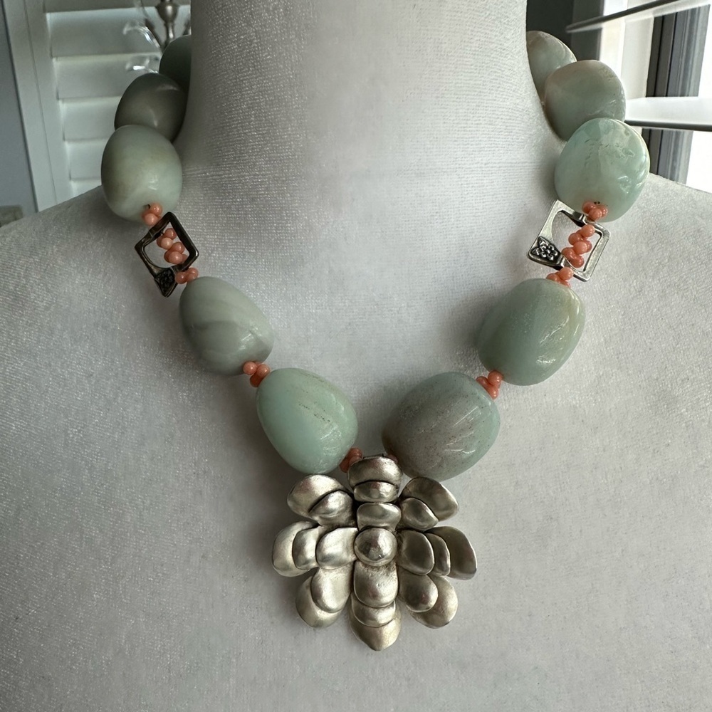 Necklace, Choker Length, blue green stones